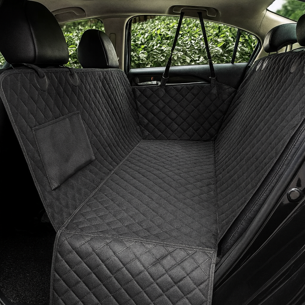 Premium Dog Car Seat Cover with Mesh Window & Storage Pocket