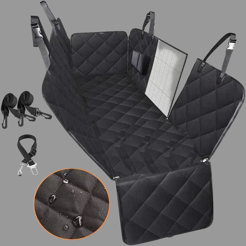 Premium Dog Car Seat Cover with Mesh Window & Storage Pocket